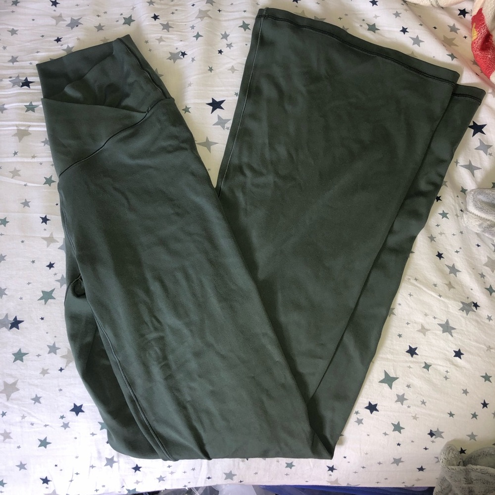green aerie crossover flare leggings